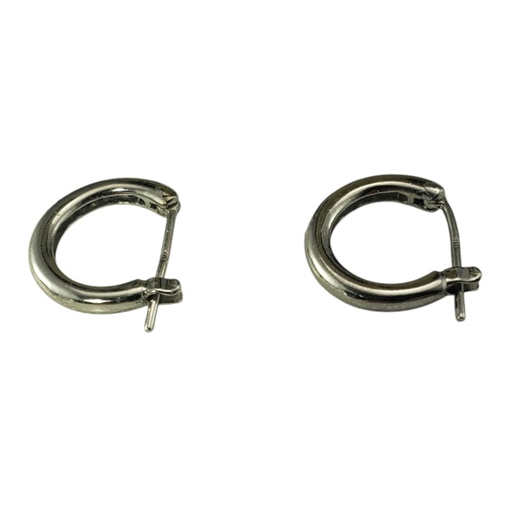 10 Karat White Gold and Diamond Small Hoop Earrings #20650 - Picture 4 of 8